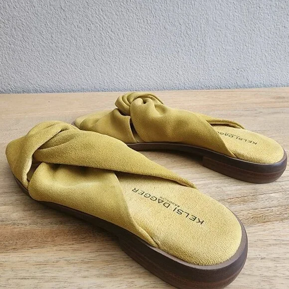 Kelsi Dagger Brooklyn Shoes Womens Size 6.5 Suede Knot Slide Sandals Comfort - Picture 4 of 11